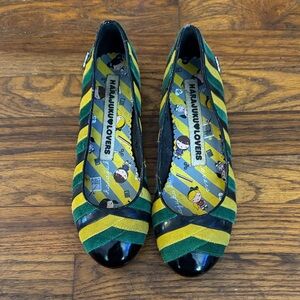 Harajuku Lovers Green and Yellow Striped Flats